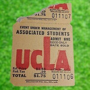 Vintage UCLA student football at the door ticket stub Dillingham Los Angeles